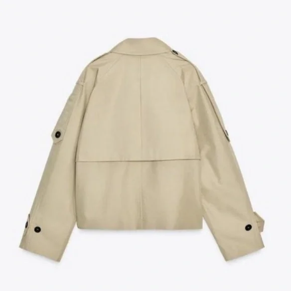 Zara NWT ZW Collection short water repellent trench coat. M NWT - Picture 8 of 13